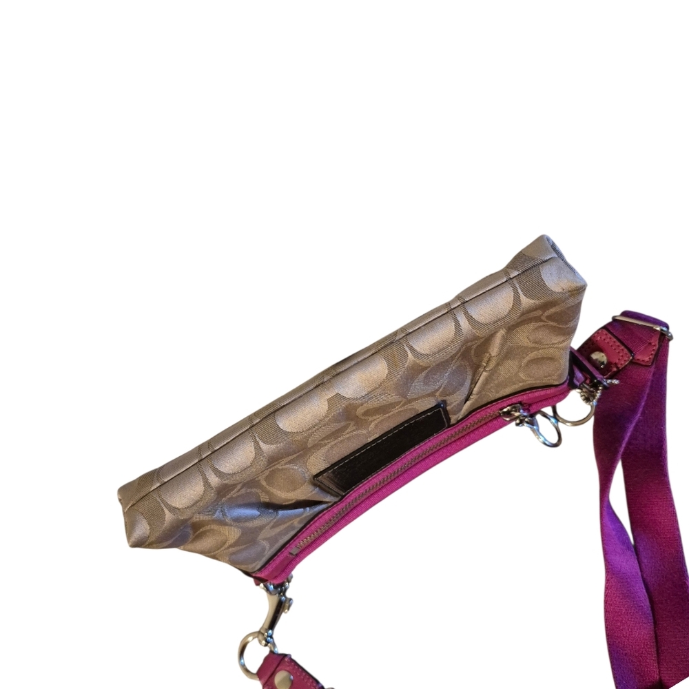 Coach Crossbody Bag in Tan with Pink Trim - Picture 7 of 9